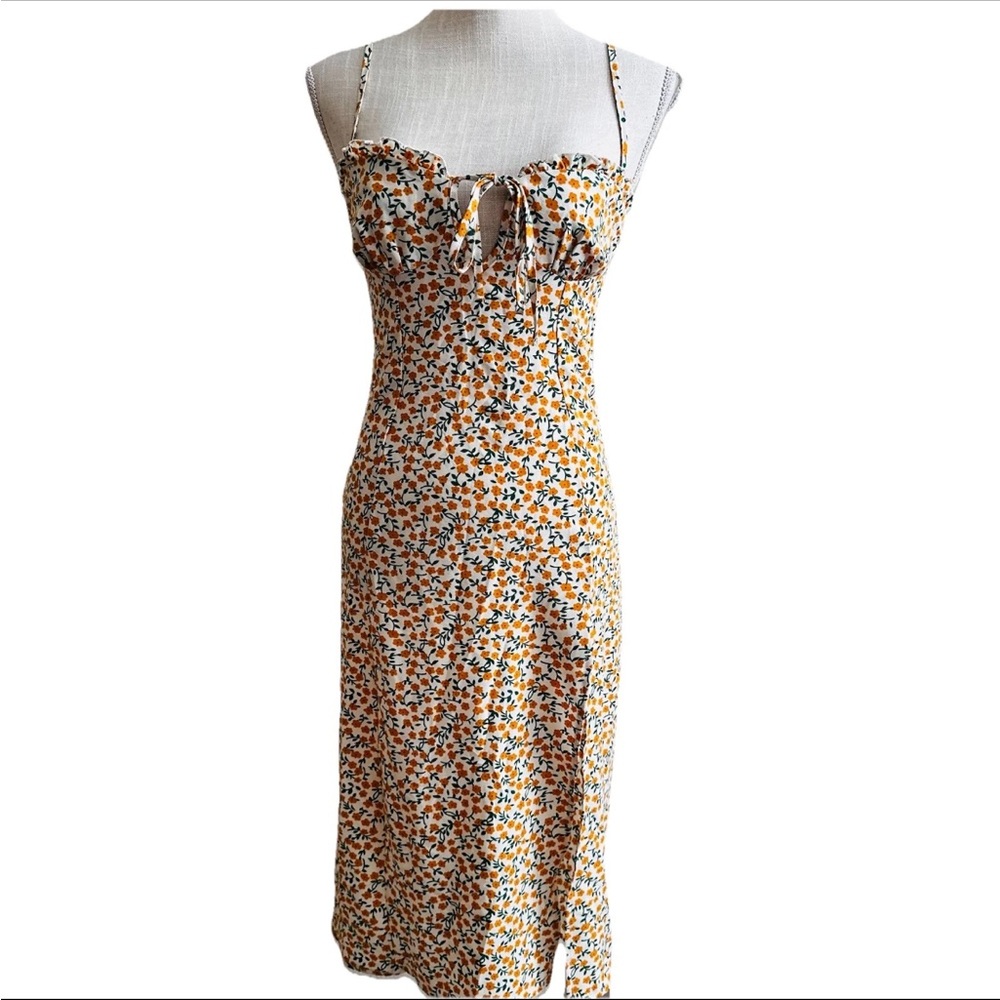Floral Tie-Front Sundress - Yellow/White